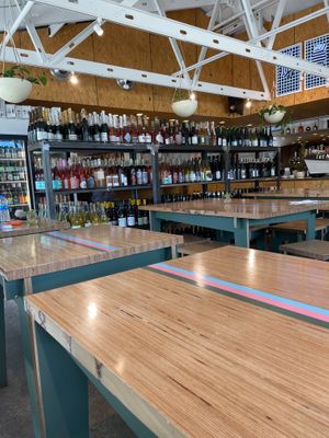 Wine racks at The Meteor Cafe in Bentonville