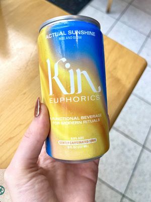 Drink I picked up at checkout- pretty good nonalcoholic mimosa, but expensive!  at Central Market in Dallas