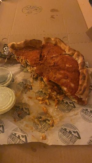 The portion is aprox for 3 people. at Bendita Pizza in Durango