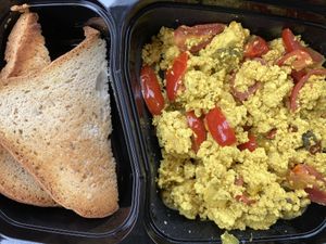 Tofu scramble and toast at Nirvana Tea House & Cafe in Millis