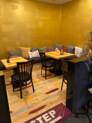 Rear seating area at Nirvana Tea House & Cafe in Millis