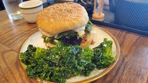 Veggie Burger at Nirvana Tea House & Cafe in Millis