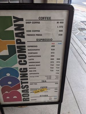 Charge on soy and oat milk at Brooklyn Roasting Company - Namba in Osaka