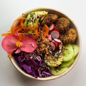 Poke Bowl Falafel at Vegetal Yogurt in Capbreton