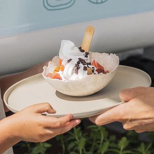 “L’envie gourmande” with chocolate, melon and watermelon at Vegetal Yogurt in Capbreton