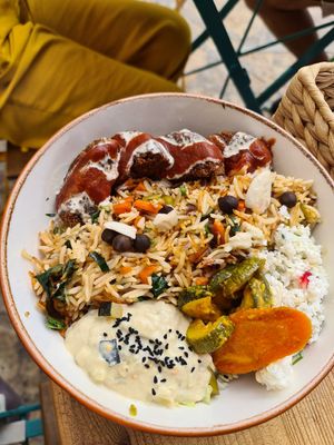 Meatless kofte bowl at Pisekar Vegan Food in Antalya