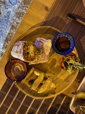 Tempeh burrito w coleslaw at Pisekar Vegan Food in Antalya