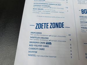 part of menu - vegan options clearly labeled at WASBAR in Leuven