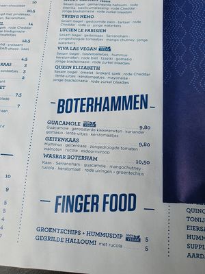 part of menu - vegan options clearly labeled at WASBAR in Leuven