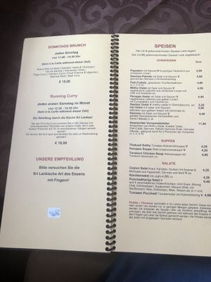 Menu 11-08-2022  at Ceylon Curry in Graz