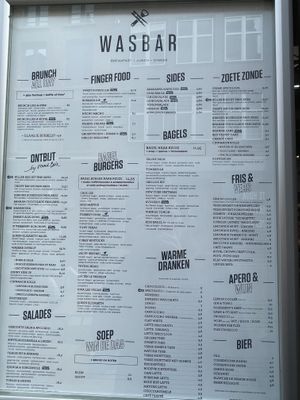 Menu outside of the restaurant   at WASBAR - Melkmarkt in Antwerpen