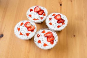 Chia Seed pudding topped with strawberry at Antiox in Hagerstown