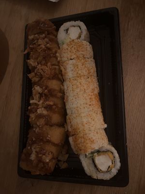 Vegan rolls with vegan shrimp   at Sushi Time in Utrecht