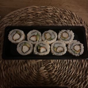 Vegan shrimp roll  at Sushi Time in Utrecht