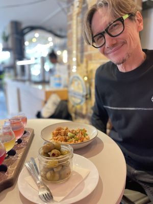 Olives and maple bites (and a babe!)  at The Cider House in Vancouver