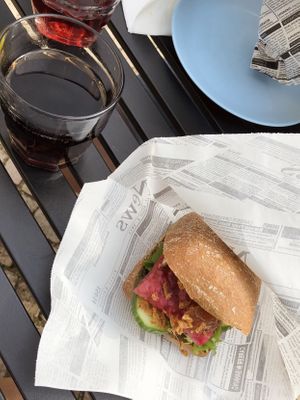 vegan beetroot 'Maultasche' at 1819 Bistro am Wirtemberg in Stuttgart