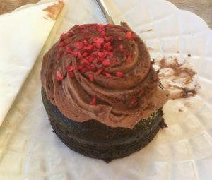 Second visit and discovered the very nice vegan cakes. Too nice to wait for a photo as you can see!  at Getaway Garden Cafe in Agnes Water