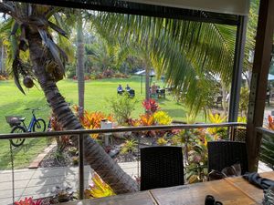 The view from our table at Getaway Garden Cafe in Agnes Water