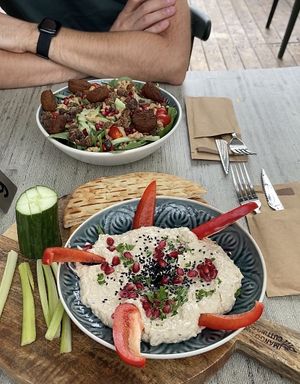 Baba ganoush and falafel salad 💚  at De Oranjerie in Joure