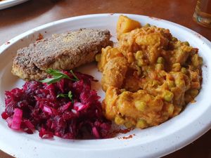 Devine potato and fried beanburger dish! at Góra Smaku in Przyslup