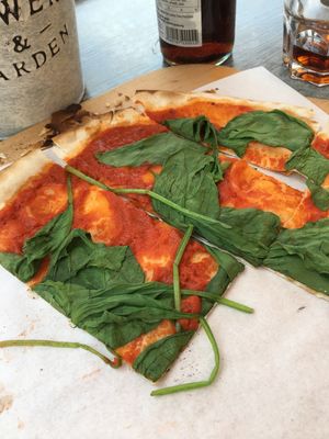 Vegan Flammkueche with spinach at Martha's in Stuttgart