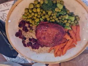 Vegan protein plate at Fit Bar in Belgrade