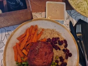 Vegan protein plate and vegan mayo at Fit Bar in Belgrade