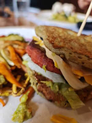 Vegetarian burger at Fit Bar in Belgrade