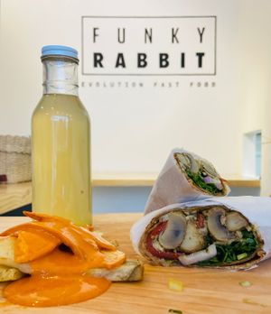 Burrito pesto at Funky Rabbit in Queretaro