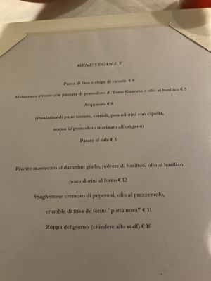 Vegan menu 😍  at Taverna della Gelosia in Ostuni