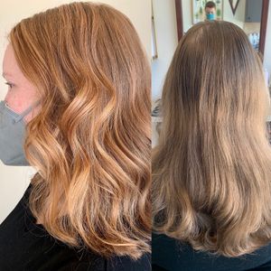 Strawberry blonde transformation🍓 at Jenny K's Hair Studio in Highland Park