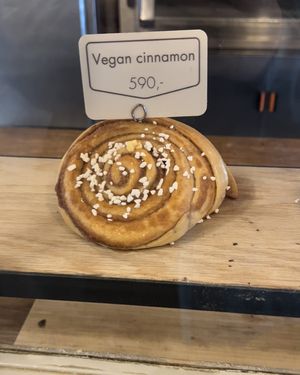 Vegan cinnamon roll  at Brauð & Co in Reykjavik