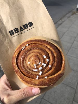 cinnamon bun  at Brauð & Co in Reykjavik