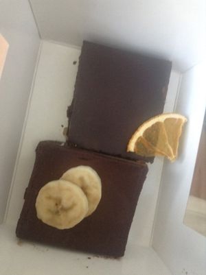 Delicious banana and orange chocolate raw vegan desserts at 42°Raw in Copenhagen