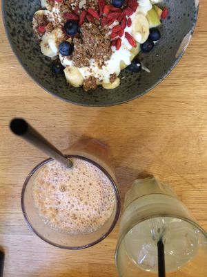 A juice from the delightful juice selection at 42 Degrees Raw  at 42°Raw in Copenhagen