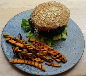 Vegan Burger & Yam Fries  at 42°Raw in Copenhagen