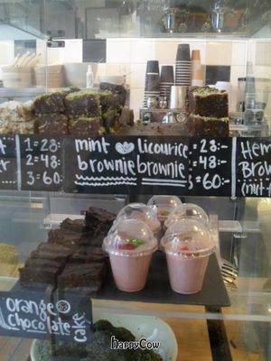 Dessert cabinet. Not sure if they're all vegan, but definitely raw and veg at 42°Raw in Copenhagen