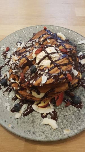 Delicious pacankes at 42°Raw in Copenhagen