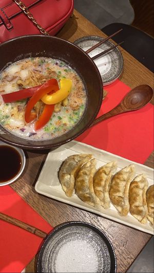 Vegan ramen and vege gyozas at Ryukishin - Eiffel in Paris