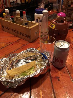 Taco & beer at Rock Bar Cherry Bomb in Osaka