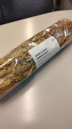 Falafel and salsa sandwich at Panos in Brussels