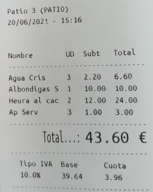 Cuenta at La Odisea in Malaga