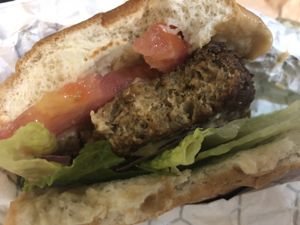 terri burger with "beyond meat" at Terri in New York City