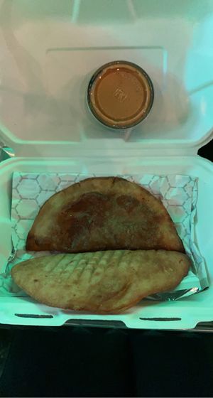 Empanadas! (That sauce is too good 😌) at Organic Food Kings in Miami