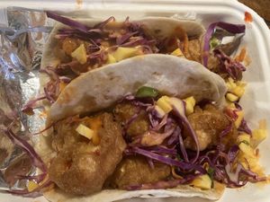 Shrimp Tacos w/ Bang at Organic Food Kings in Miami