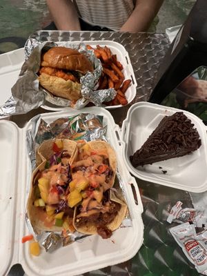 spicy chicken sandwich & cauliflower tacos   at Organic Food Kings in Miami