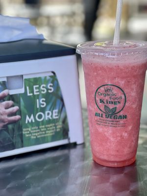 Strawberry Lemonade. Sweetener AGAVE  at Organic Food Kings in Miami