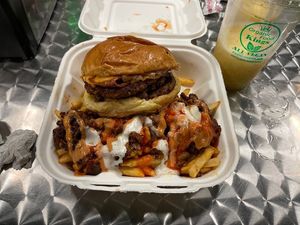 Flexinator & loaded fries at Organic Food Kings in Miami