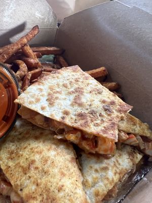 Shrimp quesadilla   at Organic Food Kings in Miami