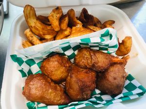 Vegan wings your choice of sauce buffalo or BBQ!  at Organic Food Kings in Miami